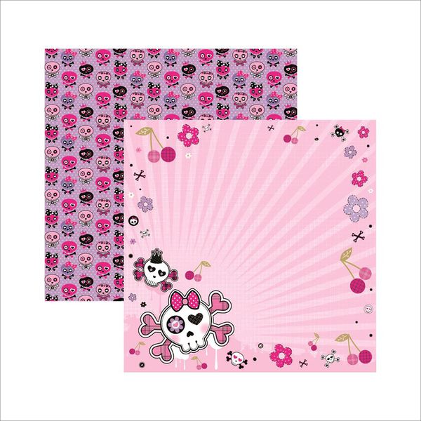 Papel-Scrapbook-Dupla-Face-Caveiras-Pink-Floral-SDF449---Toke-e-Crie