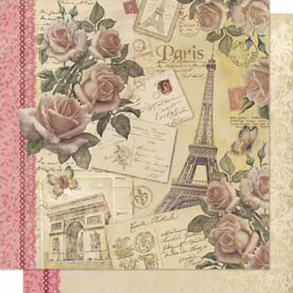 cosecha Cualquier aprendiz Papel Scrapbook Litoarte 30,5x30,5 SD-701 Rosas Vintage - PalacioDaArte