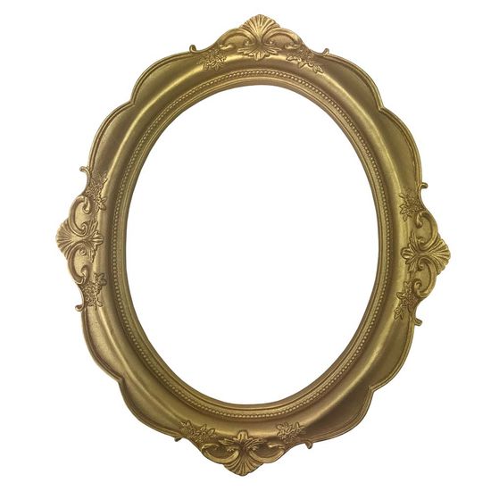 Moldura Oval Provençal Arabesco Flor Dourado 31x26x1,5cm - Resina