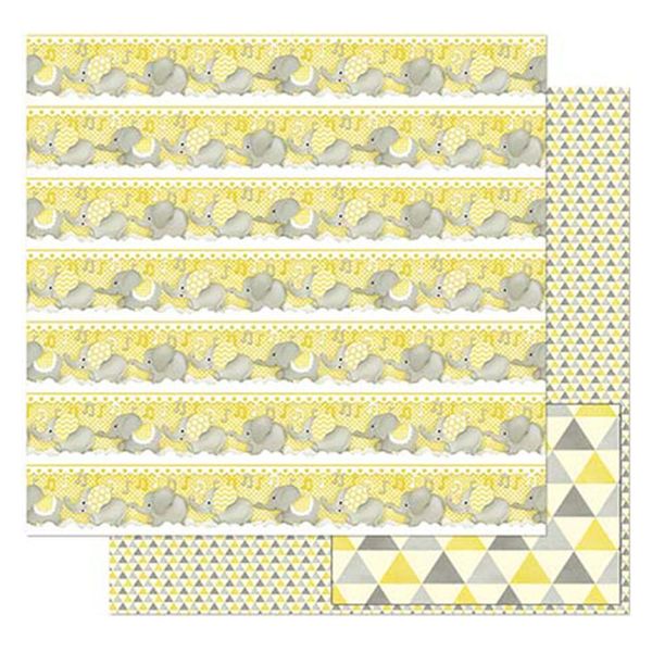 Papel-Scrapbook-Litoarte-305x305cm-SD-818-Elefantes-Cinza-com-Amarelo