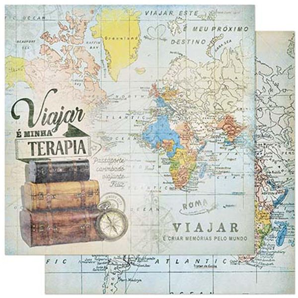 Papel-Scrapbook-Litoarte-305x305cm-SD-840-Mapa-Mundi-Viajar