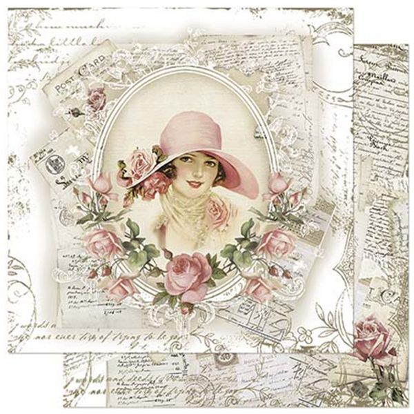 Papel-Scrapbook-Litoarte-305x305cm-SD-913-Dama-e-Rosas-Vintage