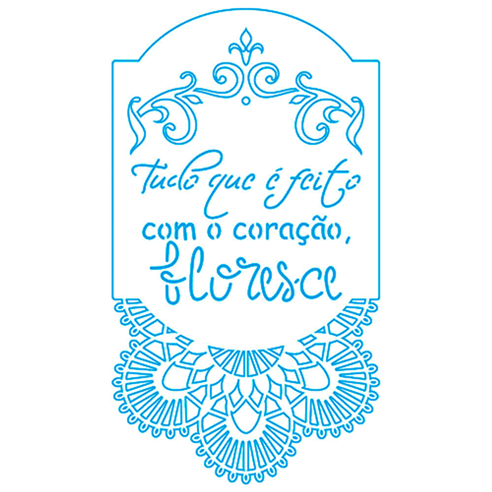 Stencil Litoarte 25x20 STR-176 Brasão Arabescos e Frase - eCasaDecor