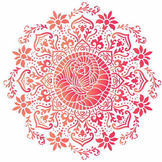 Stencil OPA Simples 30,5x30,5 OPA2987 Mandala Rosa de Saron - PalacioDaArte