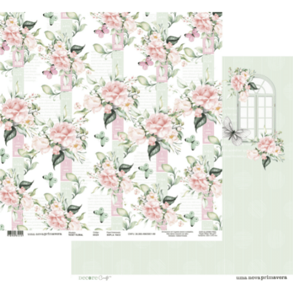 Papel-Scrapbook-Decore-Crafts-305x315cm-0029-Ticket-Floral