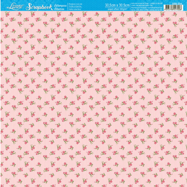 Papel-Scrapbook-Litoarte-305x305cm-SBB-004-Flores-Pink