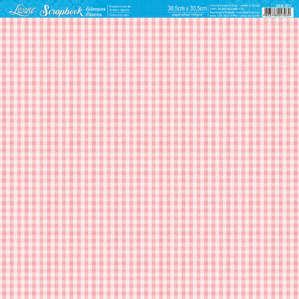 Papel-Scrapbook-Litoarte-305x305cm-SBB-007-Xadrez-Pink
