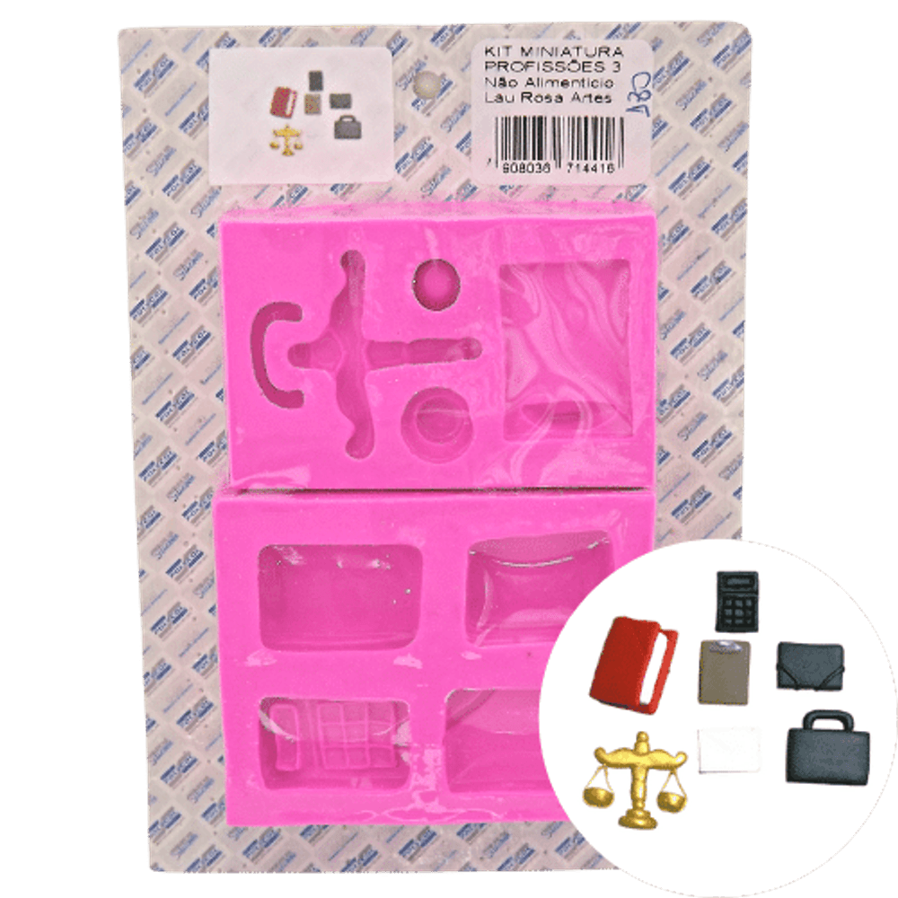 Molde de Silicone para Biscuit Polycol 14416 Kit Miniatura Profissões III  2x6,5x8cm - PalacioDaArte