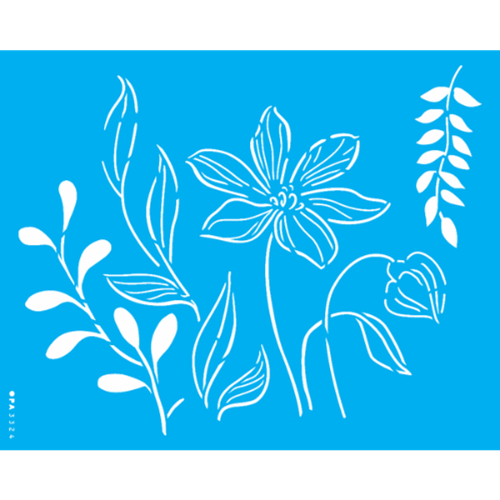 Stencil OPA 20x25 3324 Orgânico Flor e Folhas PalacioDaArte